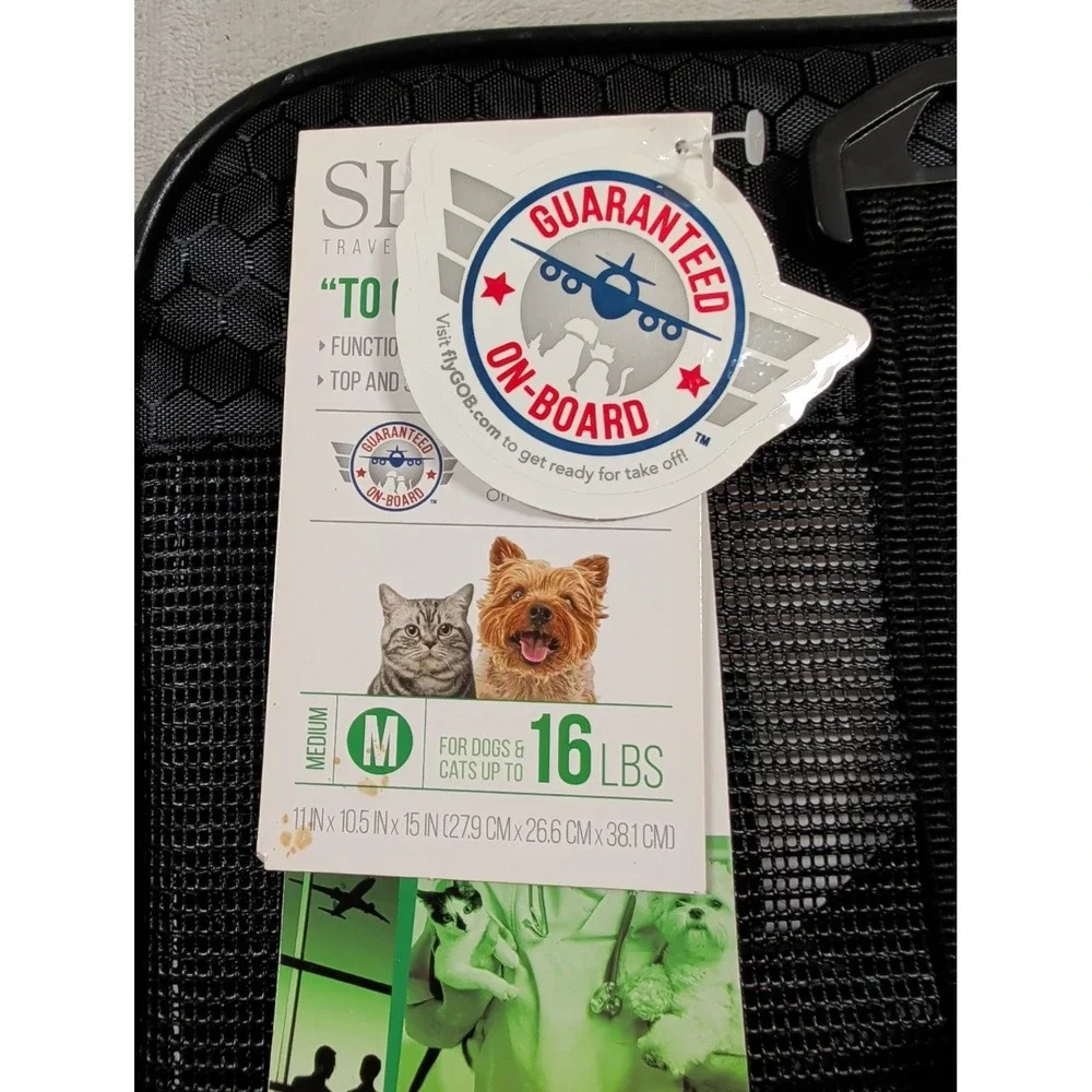 Sherpa Carrier To Go Medium Black Pet Travel Bag Airline‎ Approved 16810
